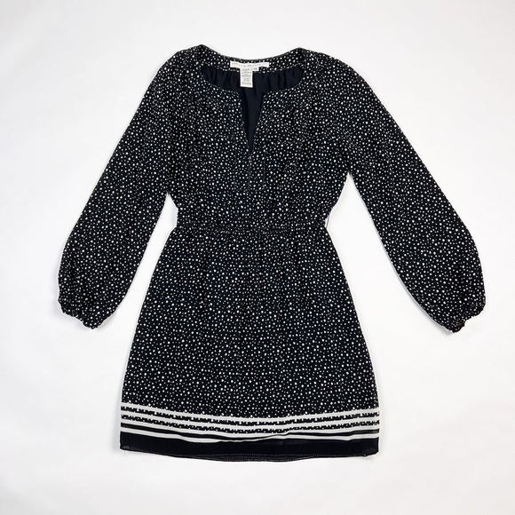 Long Sleeve dots DRESS with leather belt Max Studio Chiffon Cinch Waist Pullover - Picture 1 of 12